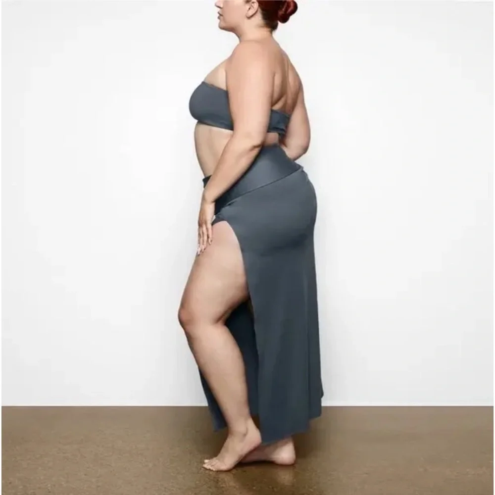 SKIMS Swim Shaping Long Maxi Skirt w/ Slit | Color: Gunmetal | NEW/NWT!! 🩶🩶🩶